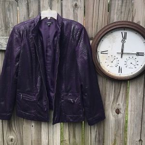 Purple jacket.